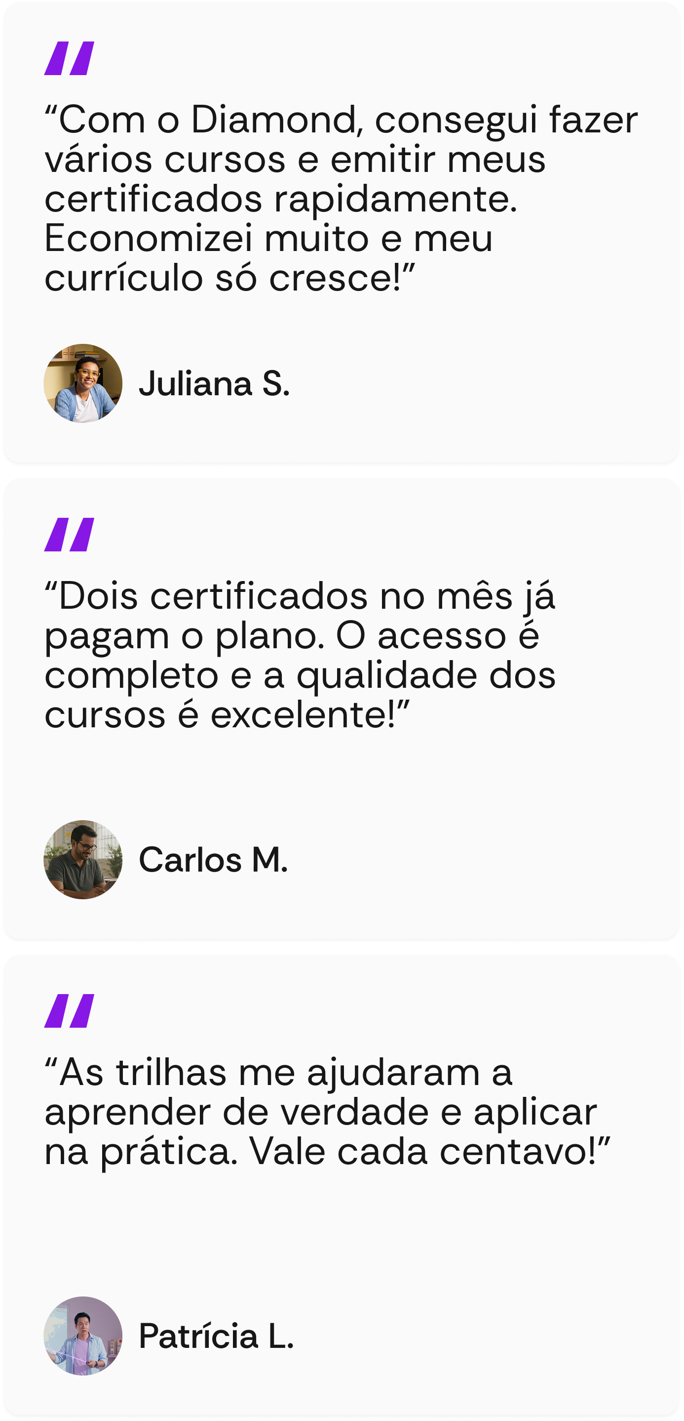 Depoimento de aluno Diamond